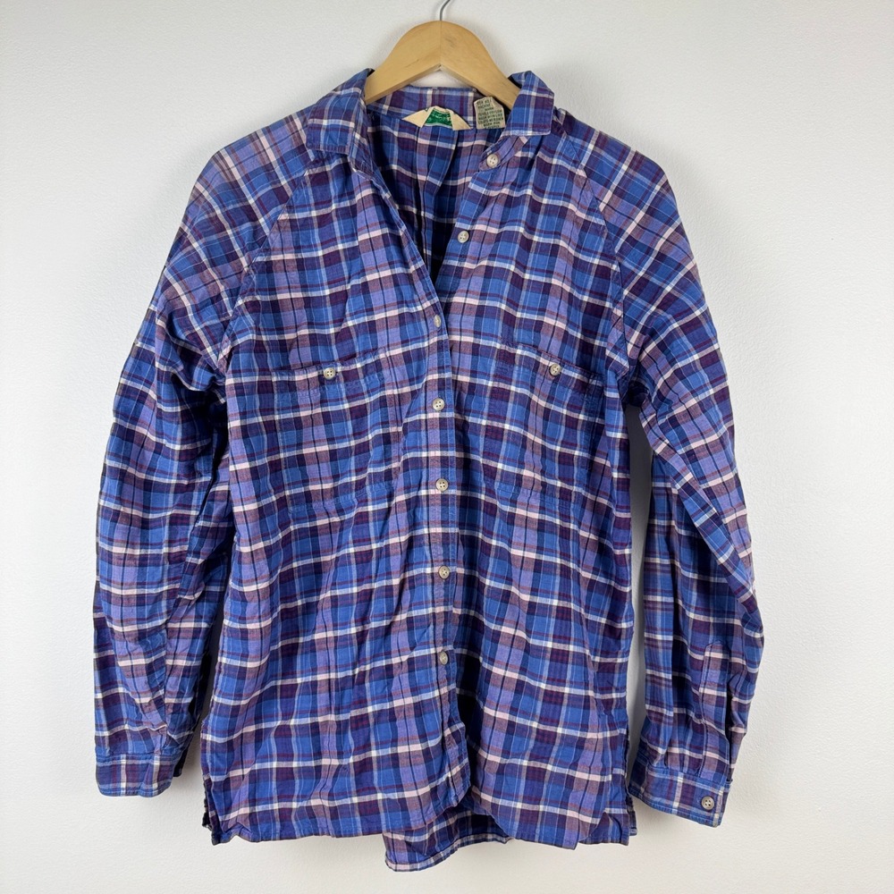 VTG! LL Bean Womens Plaid Button Down Shirt 100% Cotton 14 Gorpcore Classic‎